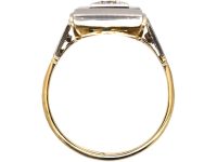 Art Deco 18ct Gold & Platinum Onyx & Diamond Rectangular Ring