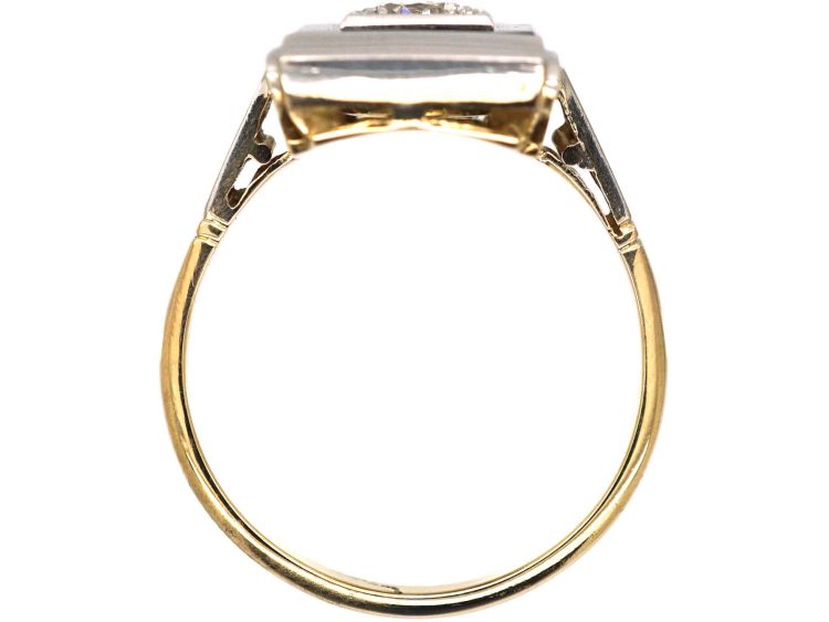 Art Deco 18ct Gold & Platinum Onyx & Diamond Rectangular Ring