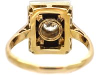 Art Deco 18ct Gold & Platinum Onyx & Diamond Rectangular Ring