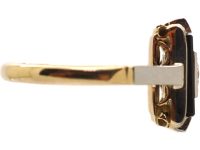 Art Deco 18ct Gold & Platinum Onyx & Diamond Rectangular Ring
