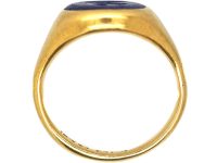 Victorian 18ct Gold Signet Ring set with Lapis Lazuli with Cockerel Intaglio