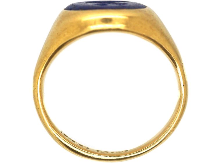 Victorian 18ct Gold Signet Ring set with Lapis Lazuli with Cockerel Intaglio