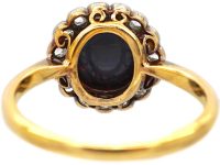 Edwardian 18ct Gold, Black Opal & Rose Diamond Cluster Ring