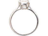 Art Deco Platinum Ring set with a Rectangular Cut Diamond