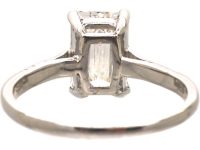 Art Deco Platinum Ring set with a Rectangular Cut Diamond