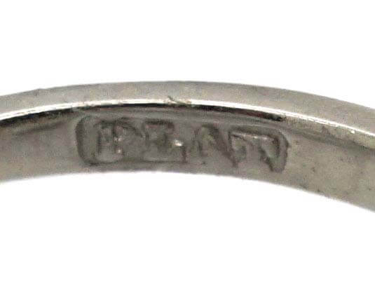 Art Deco Platinum Ring set with a Rectangular Cut Diamond