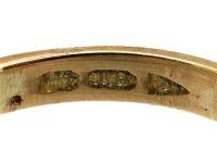 Victorian 18ct Gold Carved Half Hoop Ring set with a Green Garnet & Diamonds