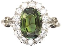 Early 20th Century Platinum Cluster Ring set with an Alexandrite & Diamonds