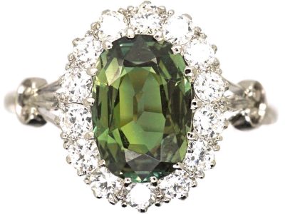 Early 20th Century Platinum Cluster Ring set with an Alexandrite & Diamonds