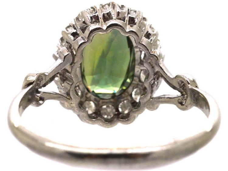 Early 20th Century Platinum Cluster Ring set with an Alexandrite & Diamonds