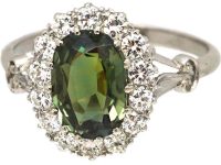 Early 20th Century Platinum Cluster Ring set with an Alexandrite & Diamonds