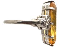 Early 20th Century 18ct White Gold Ring set with a Large Topaz & Diamonds