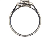 Art Deco Platinum Rectangular Shaped Ring set with Baguette & Round Diamonds