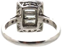 Art Deco Platinum Rectangular Shaped Ring set with Baguette & Round Diamonds
