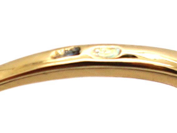 Art Deco 18ct Gold & Platinum Oval Ring set with Natural Pearls, Rubies & Rose Diamonds
