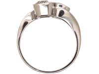 Early 20th Century 18ct White Gold, Two Stone Diamond Crossover Ring