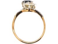 French Art Nouveau 18ct Gold & Platinum, Diamond & Sapphire Twist Ring