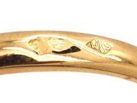 French Art Nouveau 18ct Gold & Platinum, Diamond & Sapphire Twist Ring