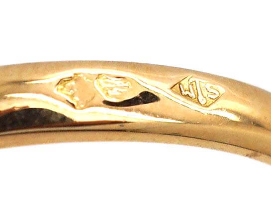 French Art Nouveau 18ct Gold & Platinum, Diamond & Sapphire Twist Ring