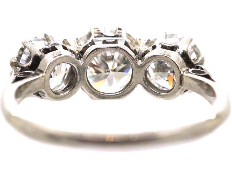 Mid 20th Century Platinum, Three Stone Diamond Ring