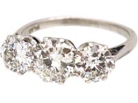 Mid 20th Century Platinum, Three Stone Diamond Ring