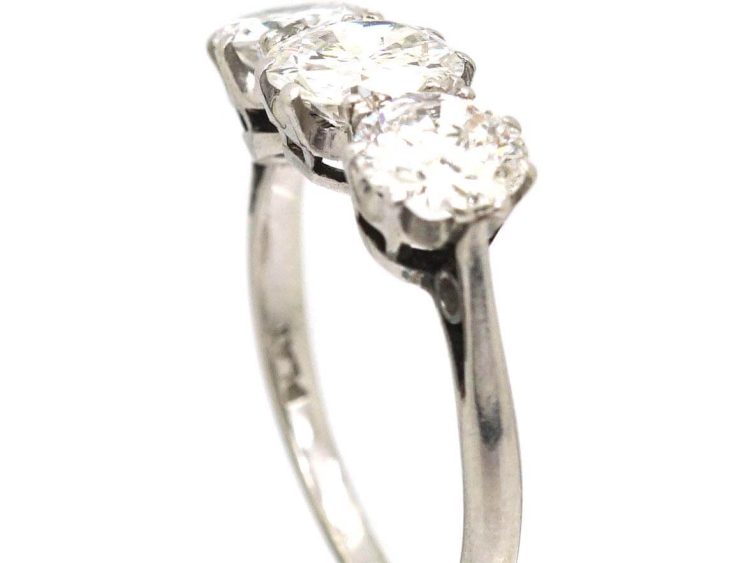 Mid 20th Century Platinum, Three Stone Diamond Ring