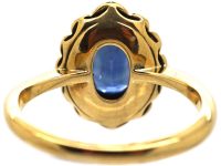 Edwardian 18ct Gold & Platinum Sapphire & Diamond Oval Ring