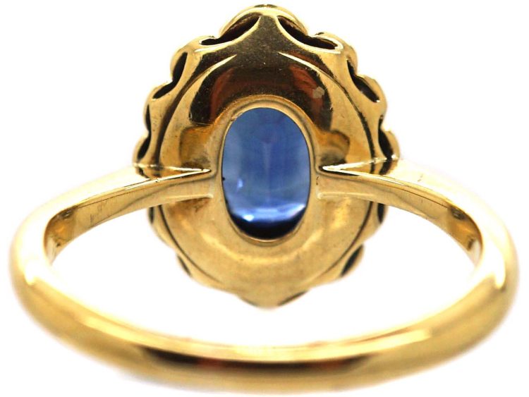 Edwardian 18ct Gold & Platinum Sapphire & Diamond Oval Ring