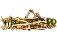 French Early 20th Century 18ct Gold & Platinum Grasshopper Brooch set with Green Garnets & Rose Diamonds & an Emerald