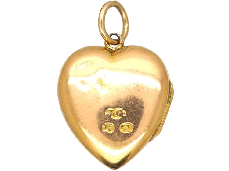 Edwardian 15ct Gold Heart Shaped Locket set with a Diamond