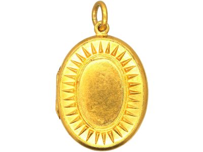 Victorian 15ct Gold Oval Locket with Starburst motif