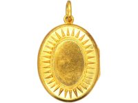 Victorian 15ct Gold Oval Locket with Starburst motif