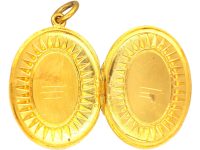 Victorian 15ct Gold Oval Locket with Starburst motif