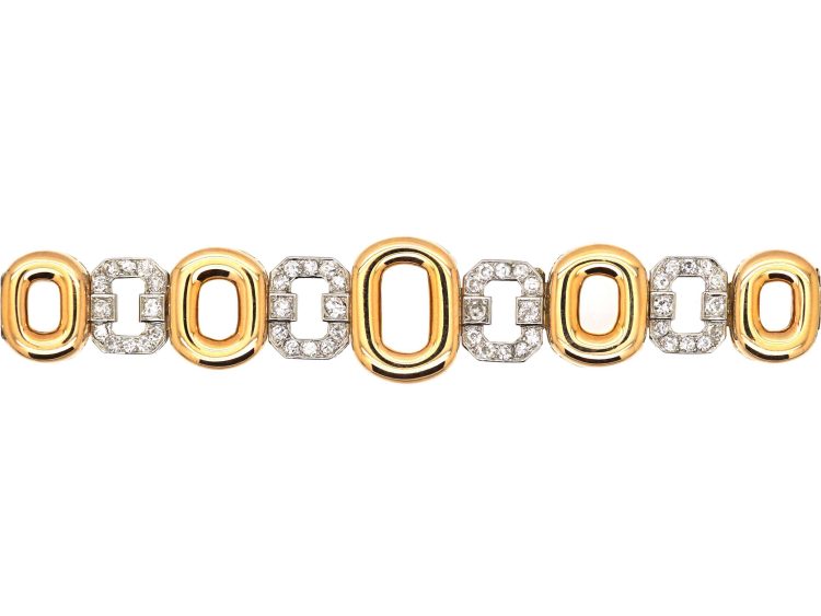 Retro 18ct White & Yellow Gold Bracelet set with Diamonds