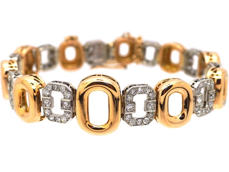 Retro 18ct White & Yellow Gold Bracelet set with Diamonds