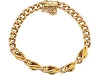Edwardian 15ct Gold Curb Link Bracelet set with Opals