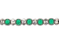 Art Deco Silver, Green & White Paste Bracelet