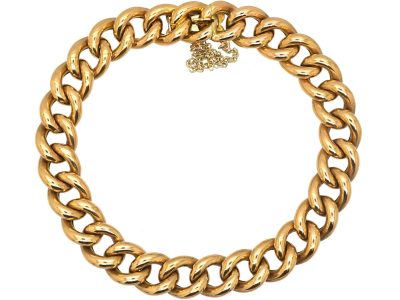 Edwardian 15ct Gold Curb Bracelet