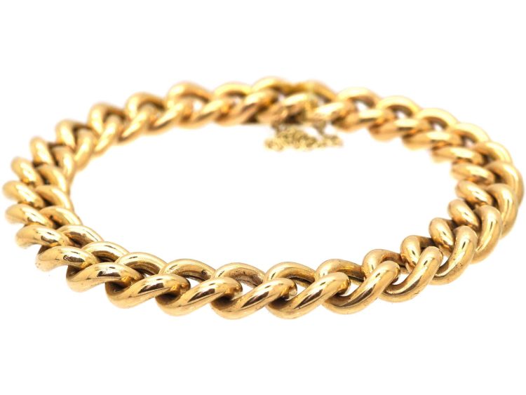 Edwardian 15ct Gold Curb Bracelet