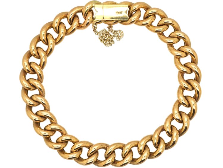 Edwardian 15ct Gold Curb Bracelet