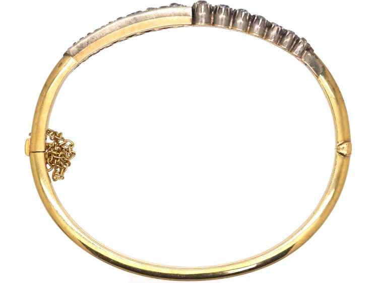 Victorian 15ct Gold & Silver Bangle set with Diamonds