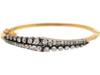 Victorian 15ct Gold & Silver Bangle set with Diamonds
