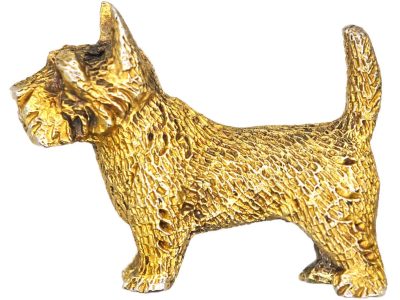 Edwardian Silver Gilt Cairn Terrier Brooch