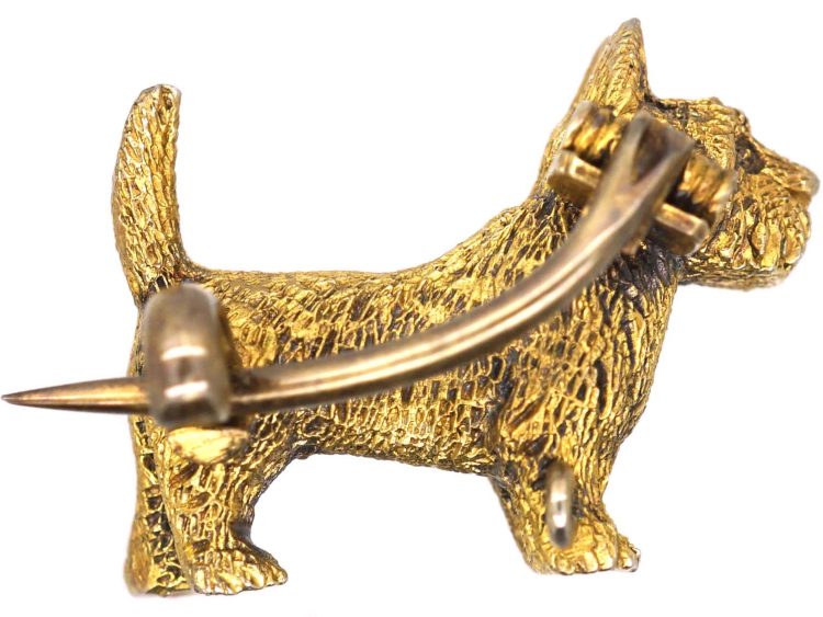 Edwardian Silver Gilt Cairn Terrier Brooch