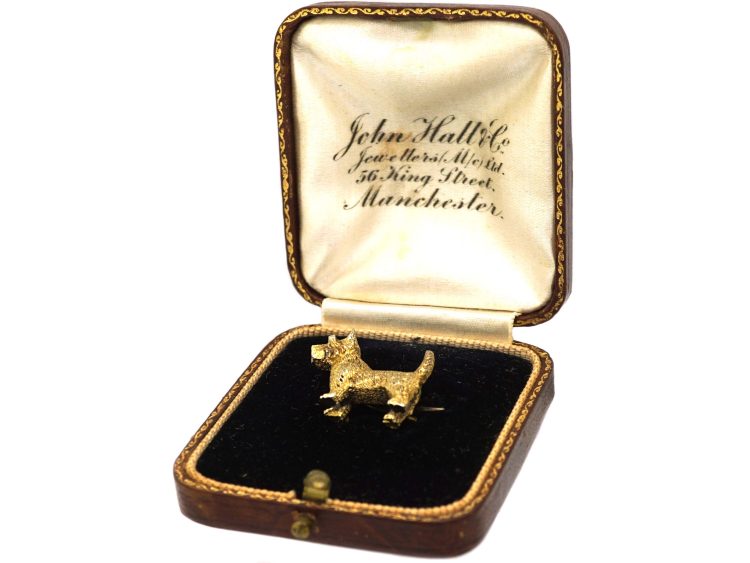 Edwardian Silver Gilt Cairn Terrier Brooch