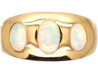 Edwardian 18ct Gold Ring set with Three Cabochon Cut Opals