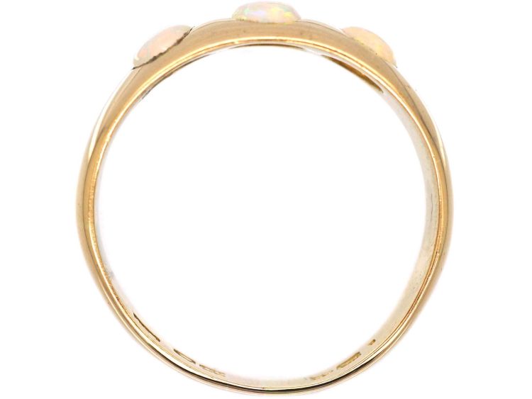 Edwardian 18ct Gold Ring set with Three Cabochon Cut Opals