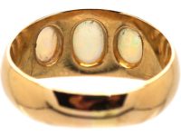 Edwardian 18ct Gold Ring set with Three Cabochon Cut Opals