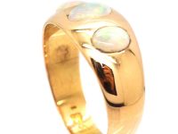 Edwardian 18ct Gold Ring set with Three Cabochon Cut Opals