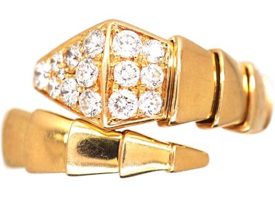 Serpenti Viper 18ct Gold & Diamond Ring by Bulgari